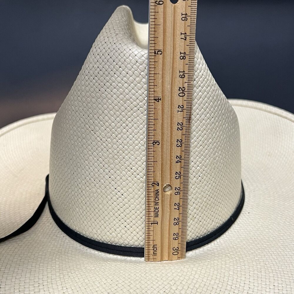 Texas Hat Company Straw Cowboy Hat “Big Bend” Mens Size Small Black Hatband New - Picture 11 of 14